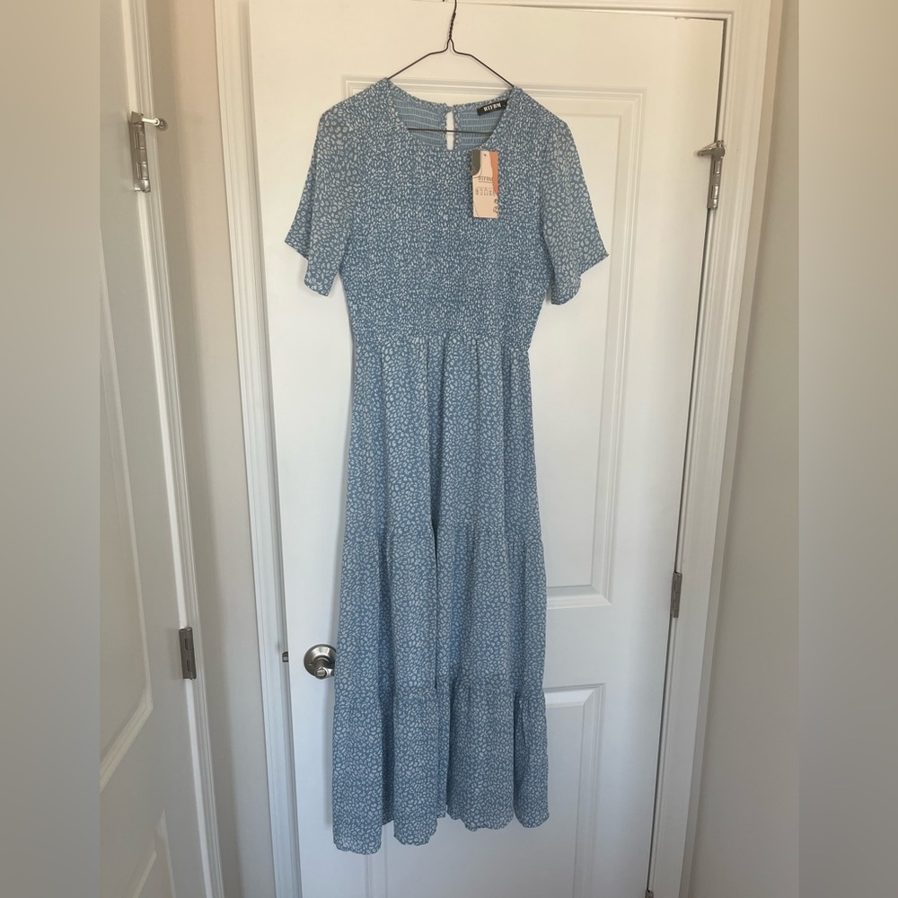 NWT Light Blue Floral Midi Dress